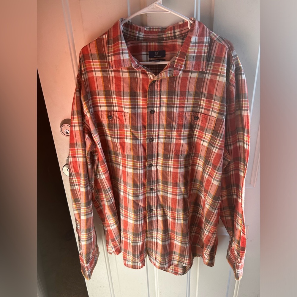 George 2X Plaid Shirt Great Condition